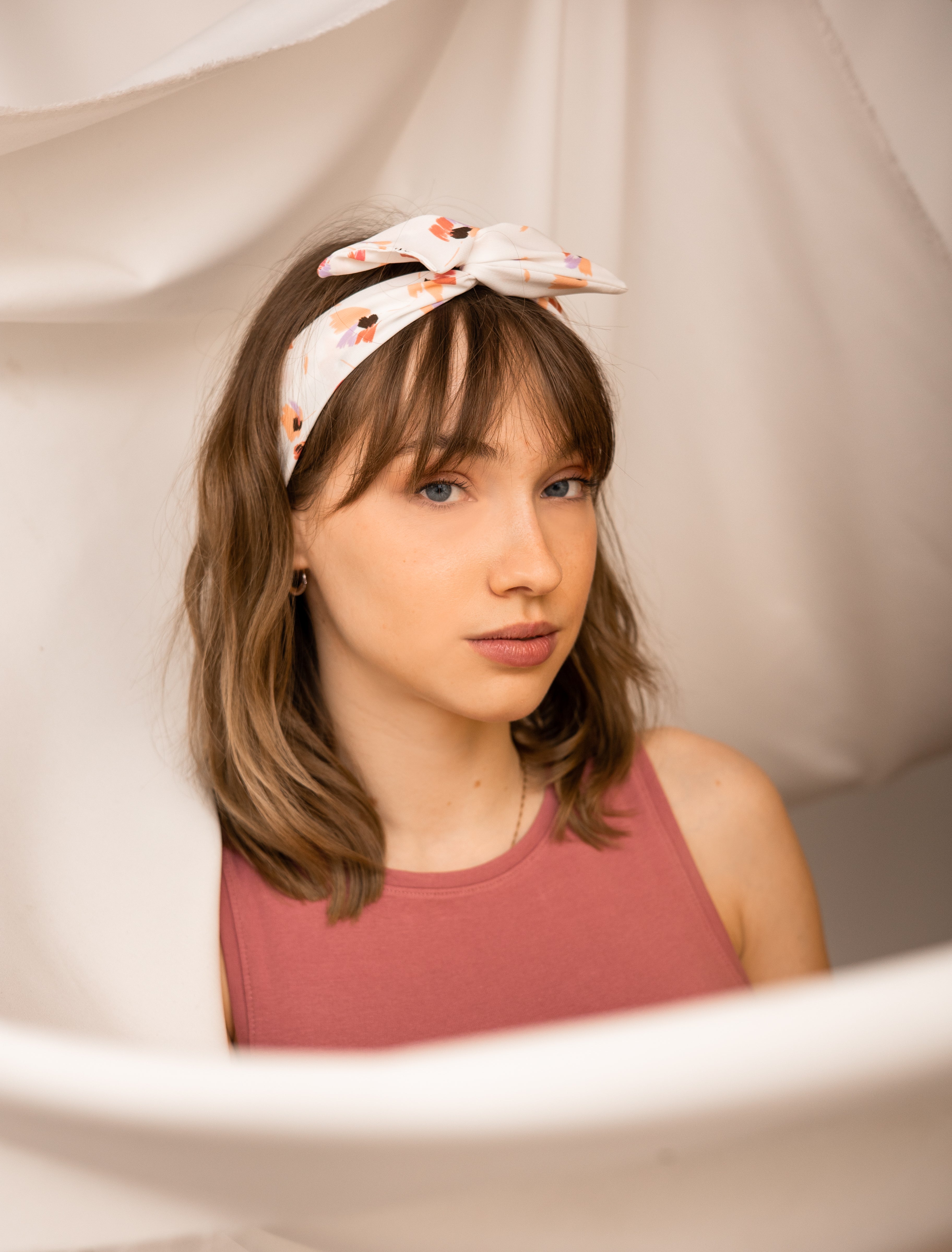 Twist headband made from recycled fabrics