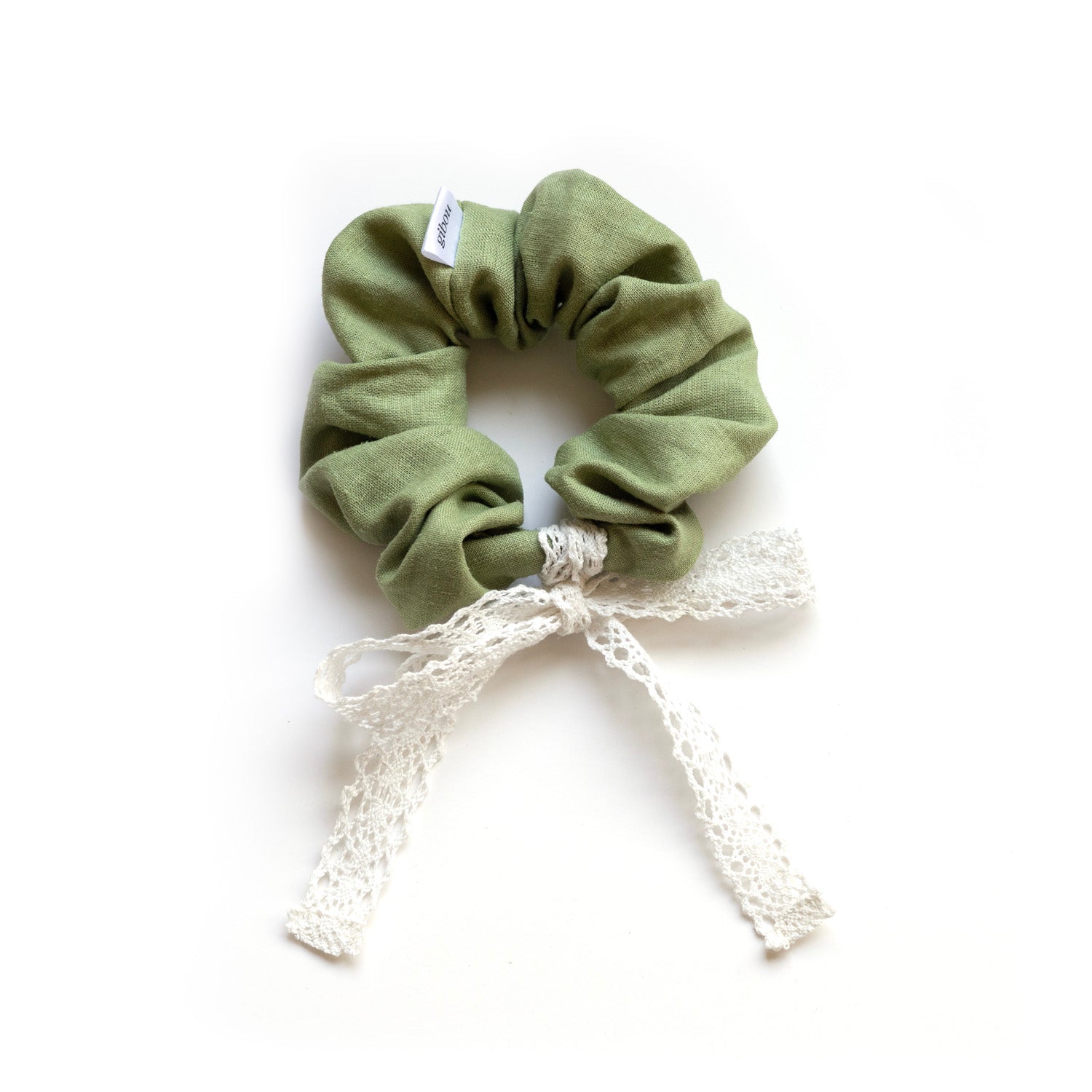 Chouchou en lin avec boucle dentelle