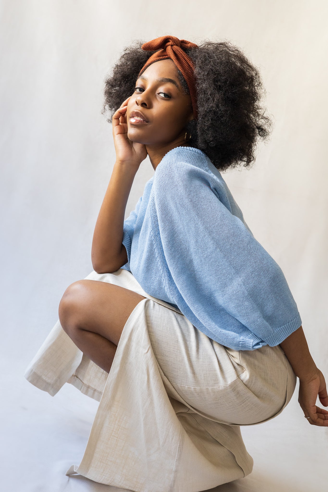 Autumn twist headband in upcycled fabric