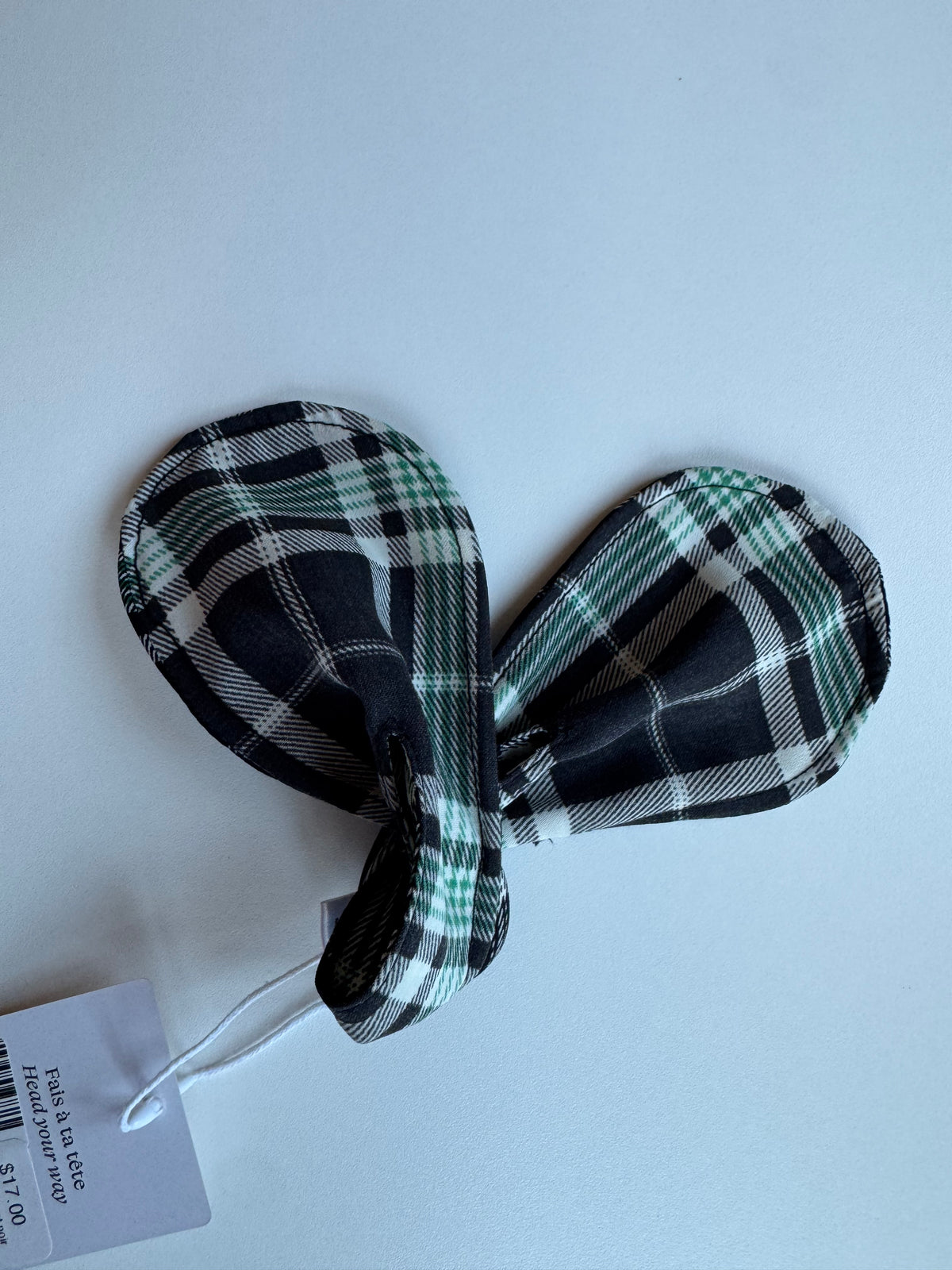 Échantillon - Accessoire à chignon tartan vert