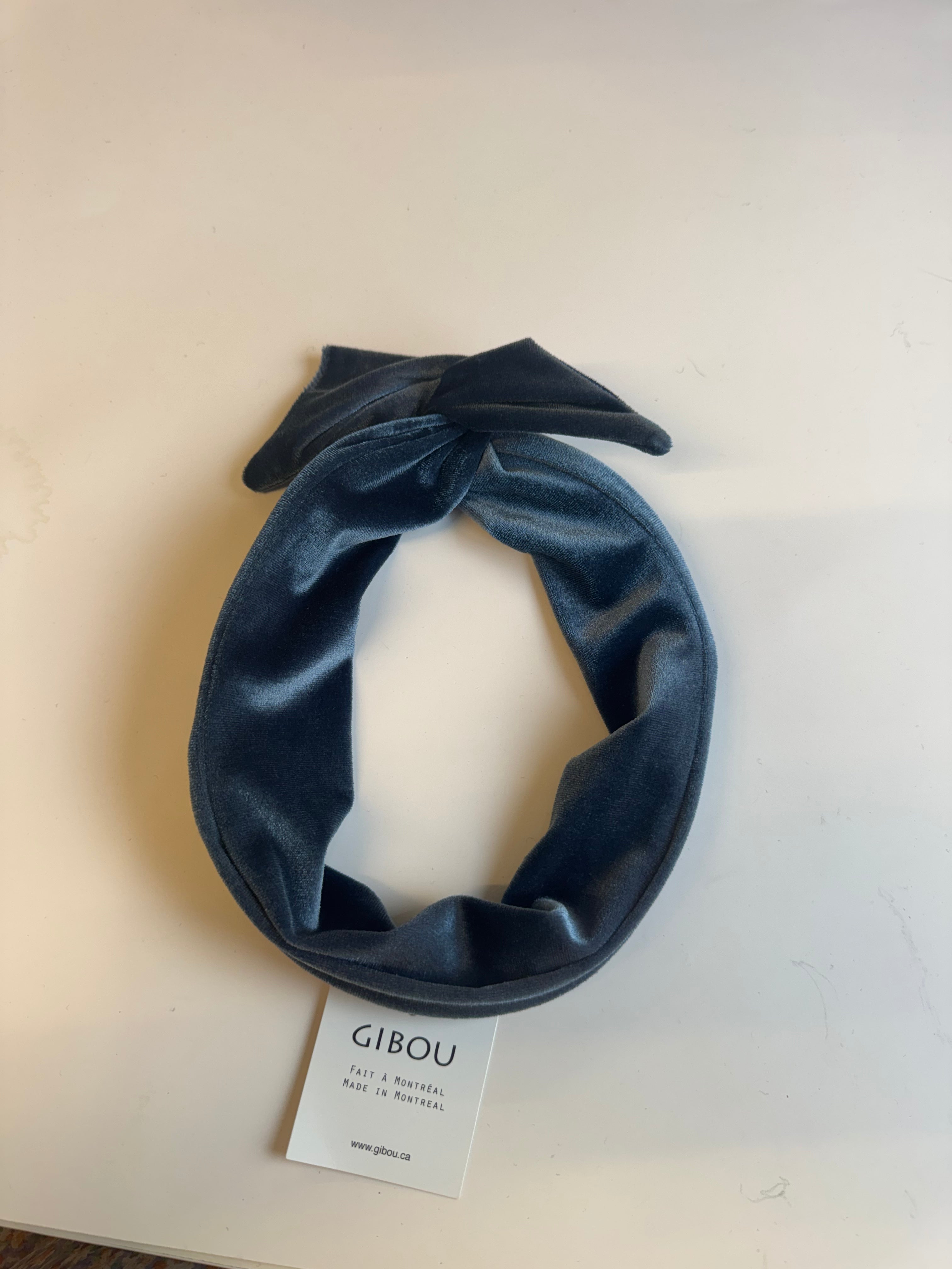 Échantillon - Bandeau à torsader velours bleu