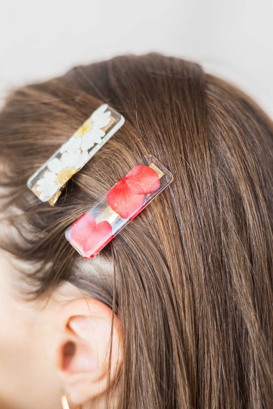 Barrette droite avec fleurs séchées