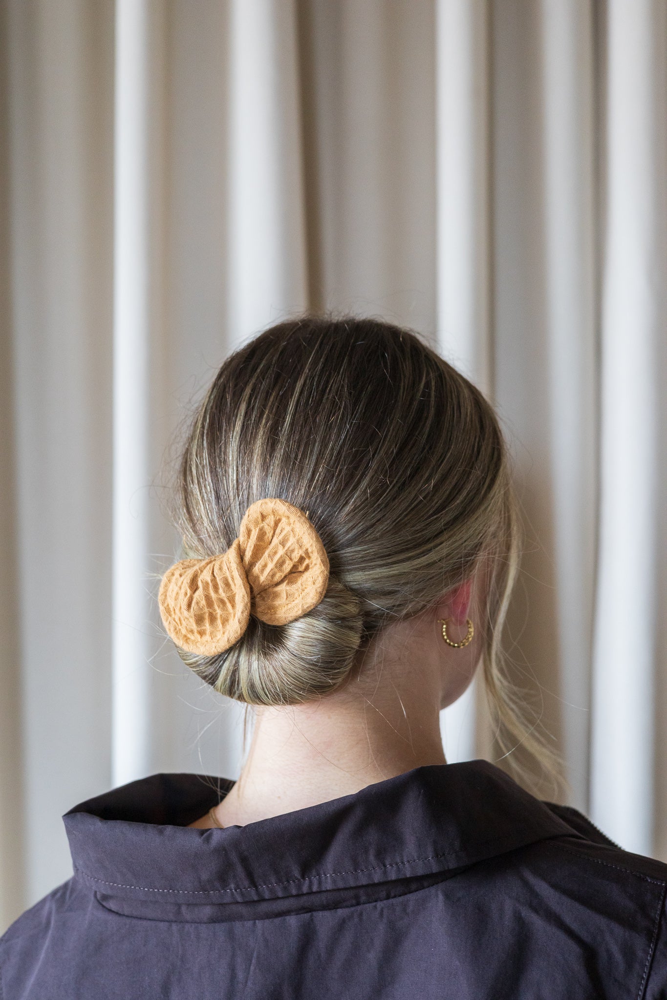 Upcycled fabric deft bun accessory