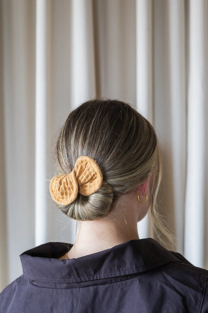 Upcycled fabric deft bun accessory