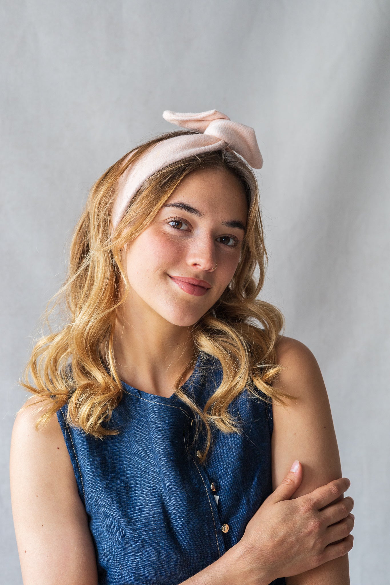 Imparfait - Bandeau à torsadé automnale pêche rosé