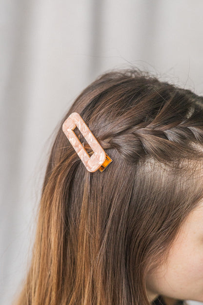 Barrette nacrée rose (ensemble de 2)