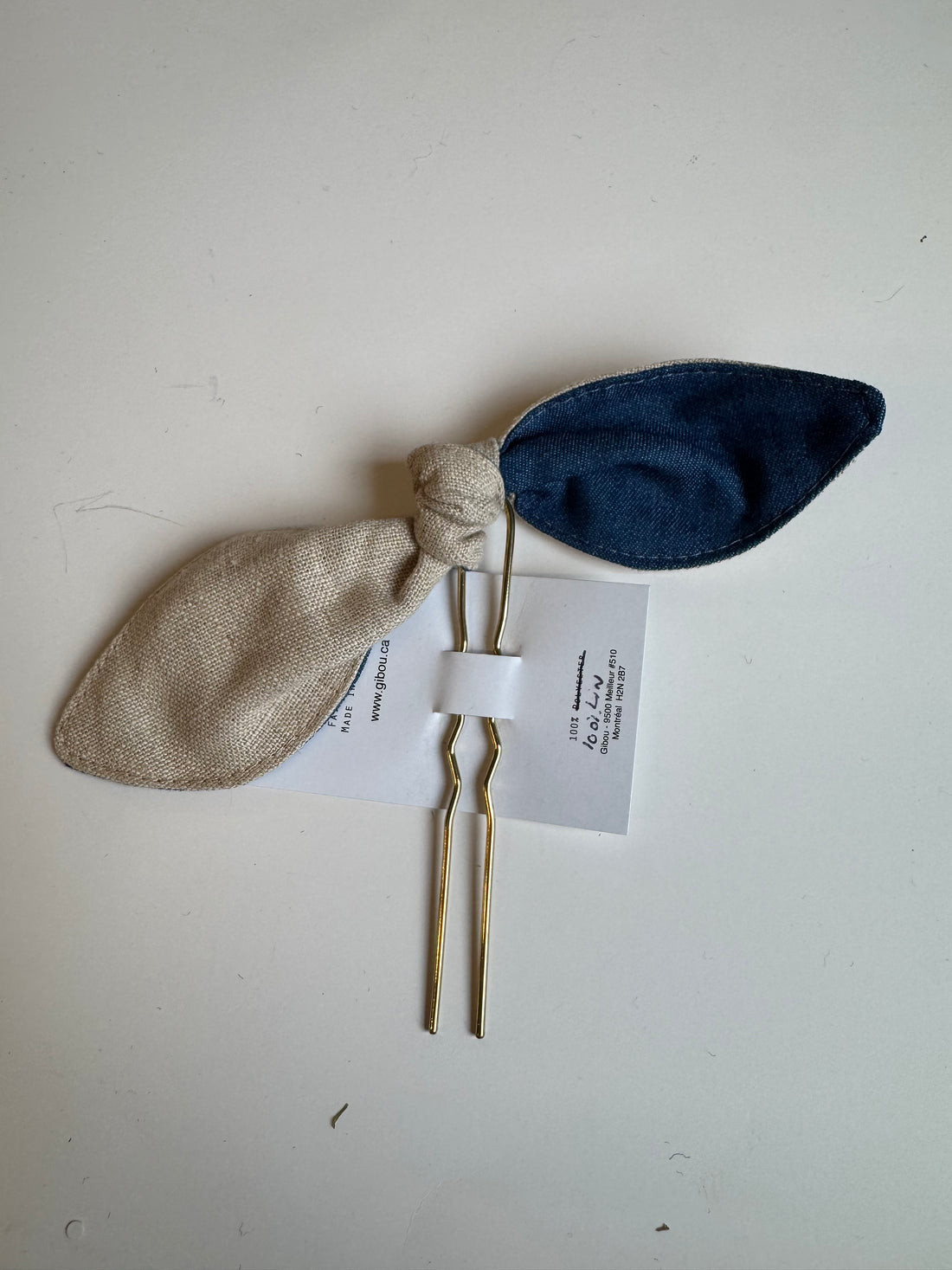 Échnatillon - Épingle à cheveux lin et denim