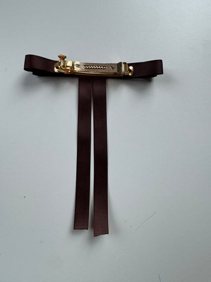 Échantillon - Boucle ruban brun sur barrette