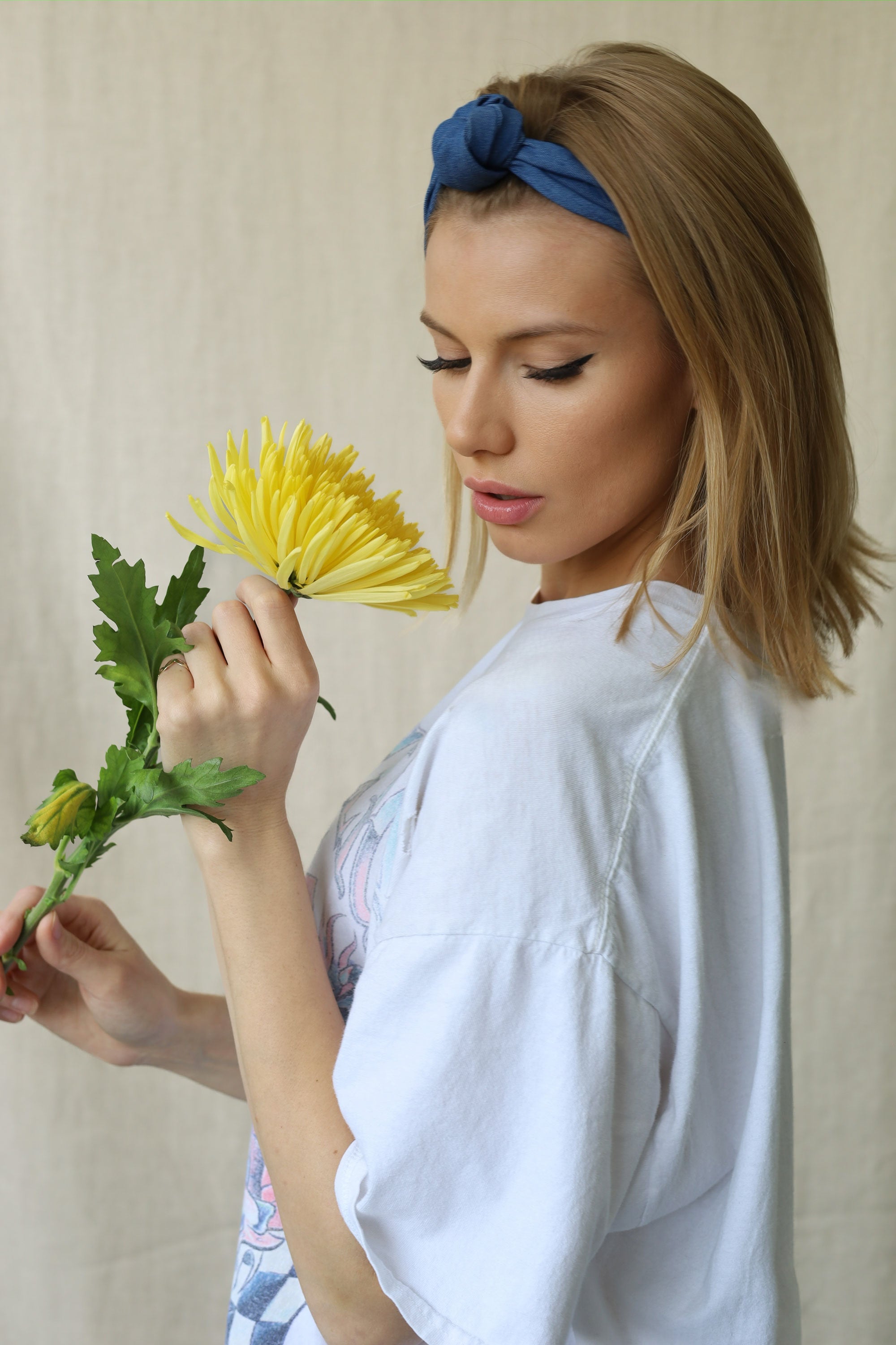 Échantillon - Bandeau noué jaune en bambou